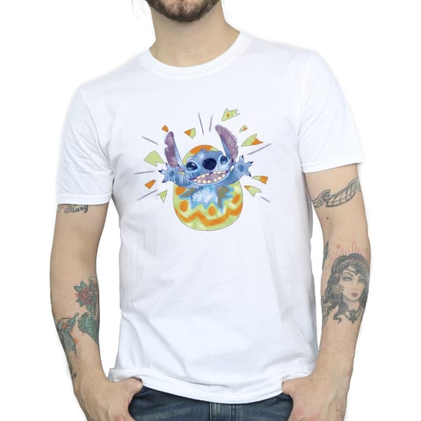 Disney Herr Lilo & Stitch Cracking Egg T-Shirt M Vit White M