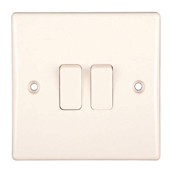 Dencon Slimline 10A 2-vägs strömbrytare till BS3676 1-fack vit White 1 Gang