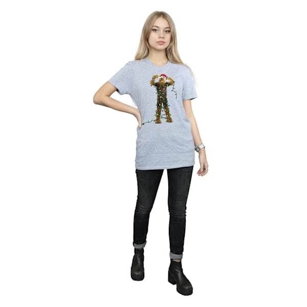 Star Wars Dam/Damer Chewbacca Julbelysning Bomull Pojkvän T-shirt L Sports Grå Sports Grey L