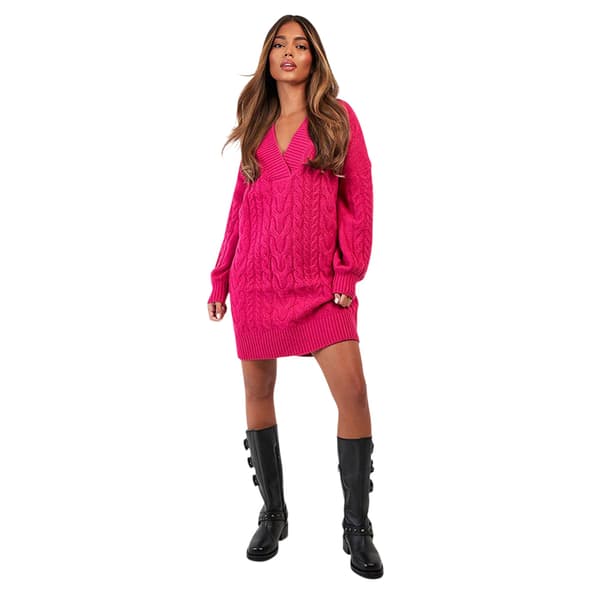 Threadbare Dam/Dam Chalk Kabelstickad Jumperklänning 8 UK Rosa Pink 8 UK