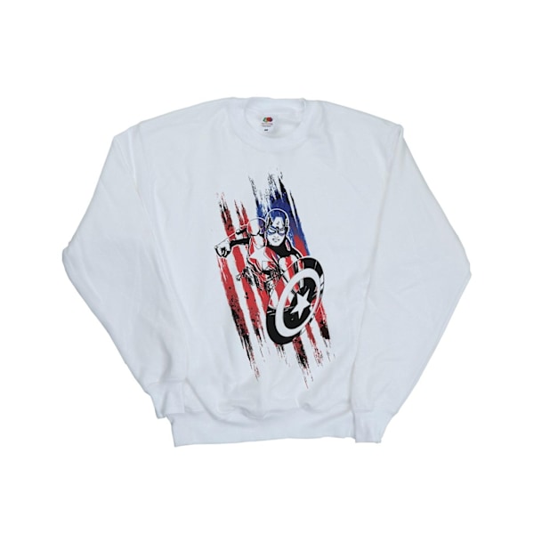 Marvel Girls Avengers Captain America Streaks Sweatshirt 12-13 White 12-13 Years