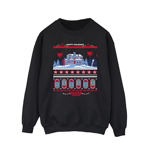 Netflix Herr Stranger Things Fair Isle Sweatshirt XXL Svart Black XXL