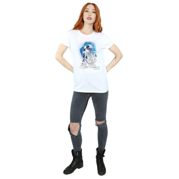 Star Wars Dam/Damer The Last Jedi R2-D2 Borstad Bomull Pojkvän White 3XL
