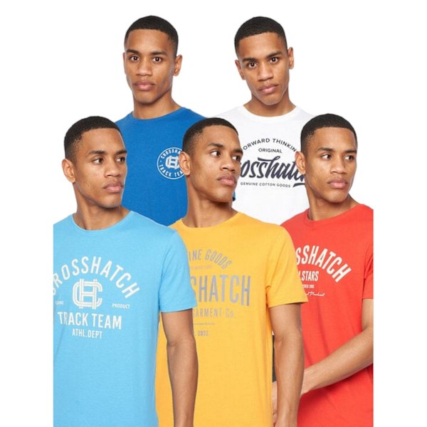 Crosshatch Weymouth T-shirt för män (5-pack) M Flerfärgad Multicoloured M