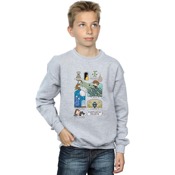 Fantastiska vidunder Boys Chibi Newt Sweatshirt 7-8 år Sports Grå Sports Grey 7-8 Years