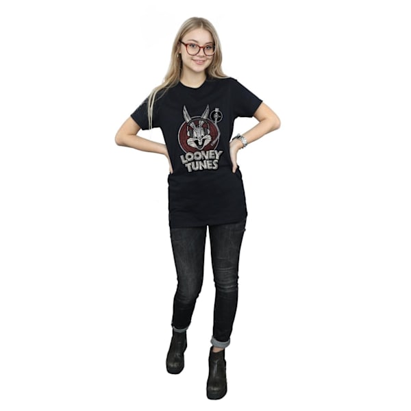 Looney Tunes Dam/Damer Bugs Bunny Cirkel Bomull Logotyp Pojkvän Black M