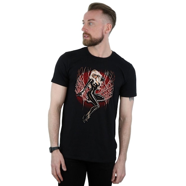 Marvel Herr Svart Katt Spindelväv T-shirt M Svart Black M