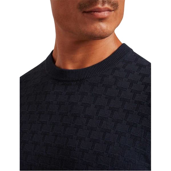 Ted Baker Herr Stickad Tröja med Rund Hals M Marinblå Navy M