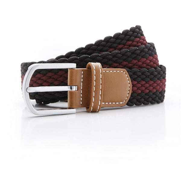 Asquith & Fox Herr Tvåfärgad Randig Flätad Stretchbälte En Storlek Black/Burgundy One Size