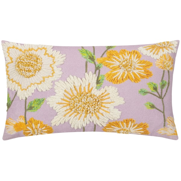 Wylder Chrysantha Broderad Blommig Kuddfodral 50cm x 30cm Lilac 50cm x 30cm