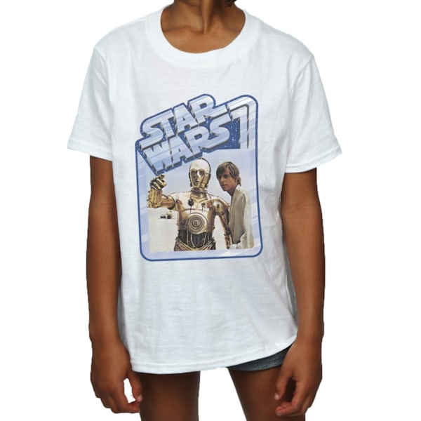 Star Wars T-shirt i bomull för flickor med Luke Skywalker och C-3PO, 7-8 år White 7-8 Years