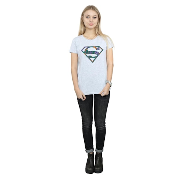 DC Comics Dam/Kvinnor Superman Blommig Logotyp 1 Bomull T-shirt X Sports Grey XL