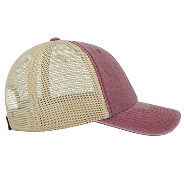 Atlantis Unisex Case Pigment Dyed 6 Panel Trucker Cap One Size Burgundy One Size