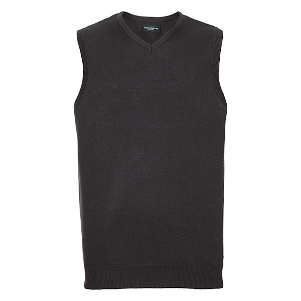 Russell Collection Herr V-hals Sleevless Stickad Pullover Topp / Black XL