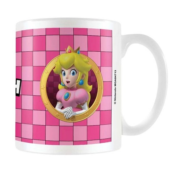 Super Mario Porträtt Princess Peach Mugg One Size Rosa/Vit Pink/White One Size