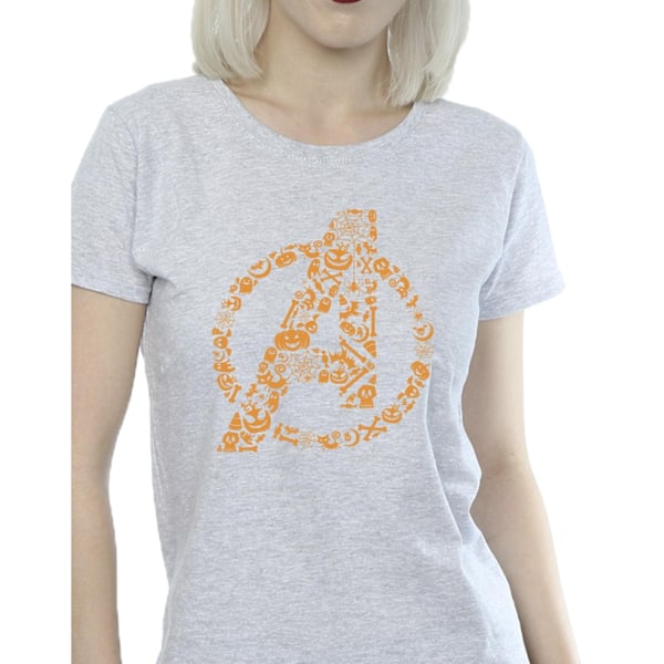 Marvel Dam/Kvinnor Avengers Halloween Logo Bomull T-shirt M S Sports Grey M