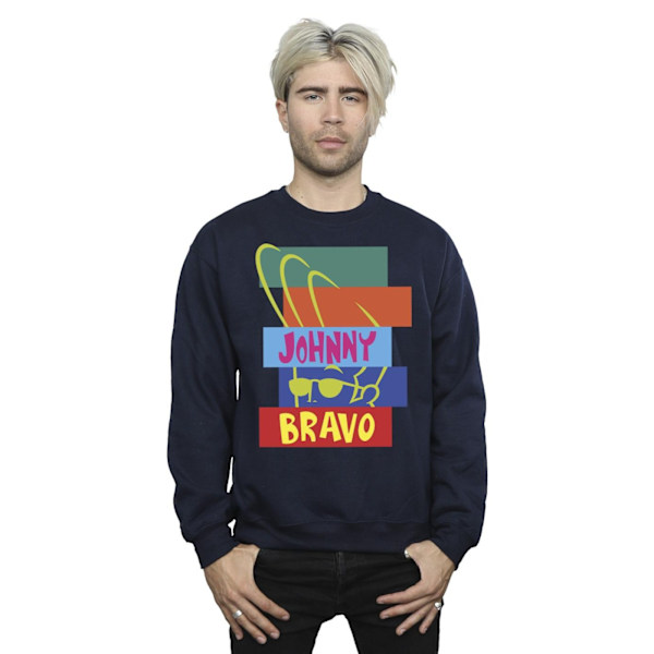 Johnny Bravo Herr Rectangle Pop Art Sweatshirt S Marinblå Navy Blue S