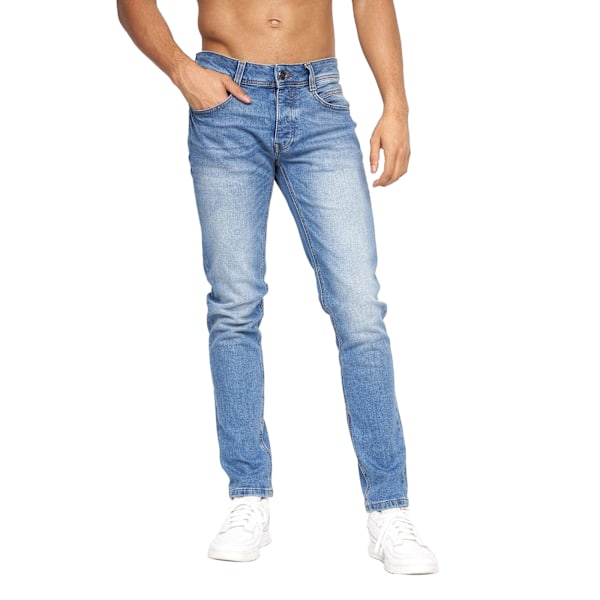 Crosshatch Malcolm Slim Jeans 36S Light Wash för män Light Wash 36S