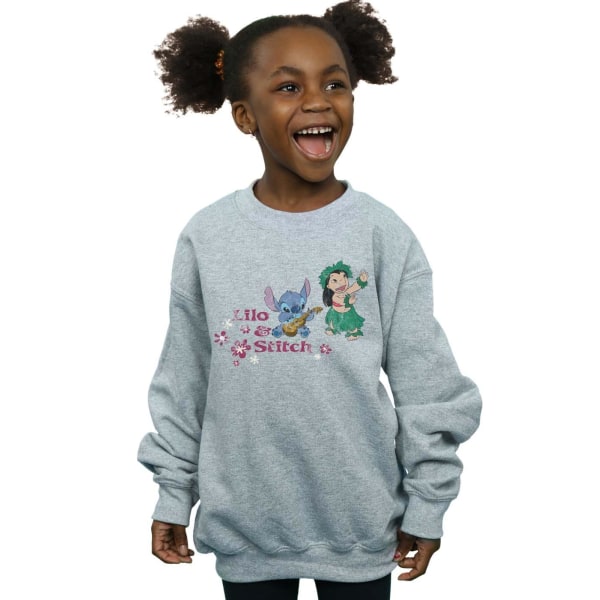 Disney Girls Lilo And Stitch Hawaii Sweatshirt 7-8 år Sport Sports Grey 7-8 Years