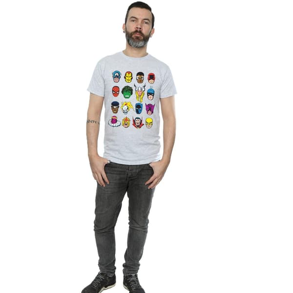 Marvel Herr Comics Ansikten T-Shirt M Ljusgrå Heather Grey M