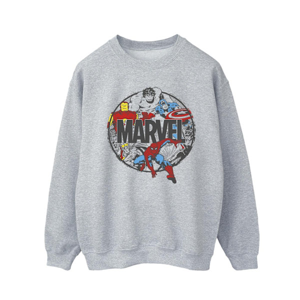 Marvel Comics Herr Karaktär Cirkel Sweatshirt L Sports Grey Sports Grey L