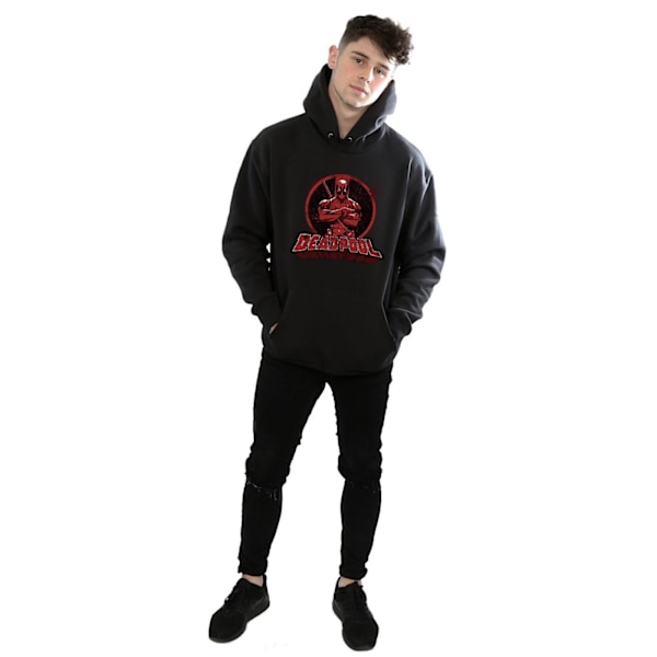 Marvel Deadpool Crossed Arms Logo Hoodie 3XL Svart Black 3XL