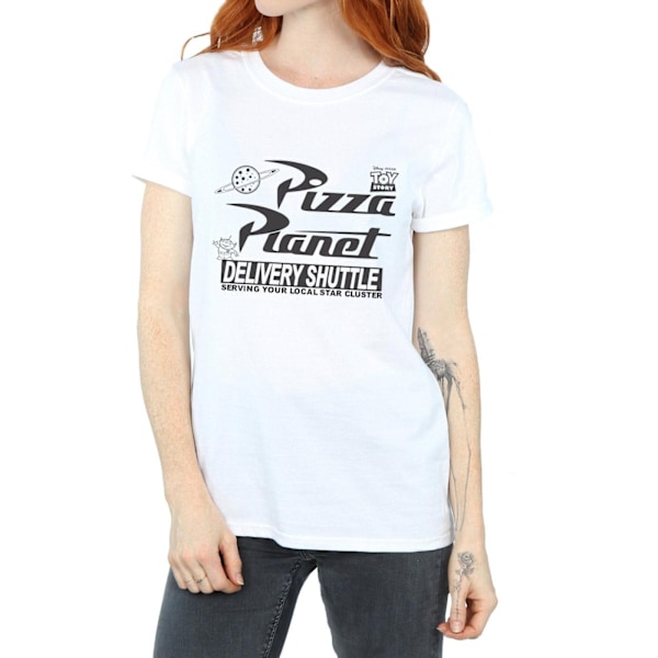 Toy Story Damkläder/Damer Pizza Planet Bomull Logotyp Pojkvän T-Sh White XXL