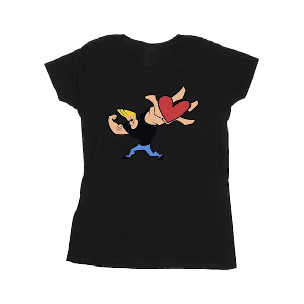 Johnny Bravo Dam/Kvinnor Hjärta Present Bomull T-shirt XL Svart Black XL