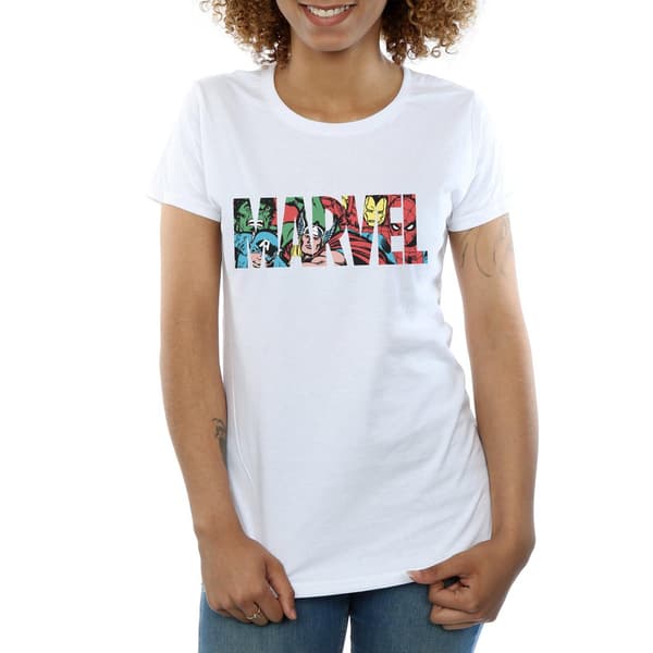Marvel Comics Dam/Dam Karaktärer Bomullslogotyp T-shirt M Vit White M