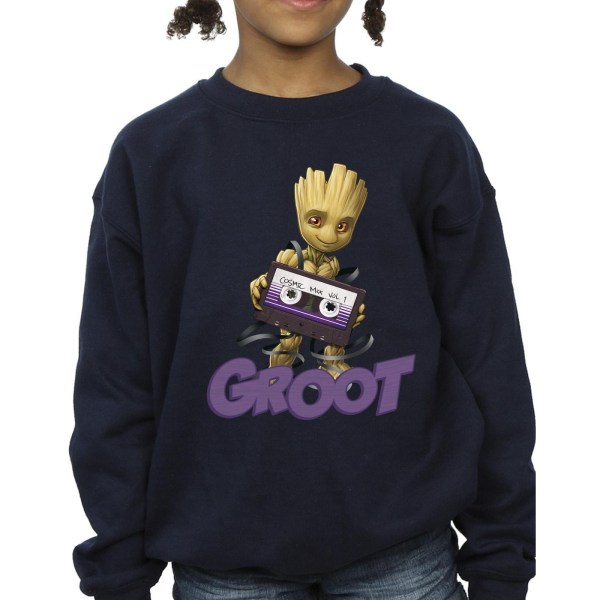 Guardians Of The Galaxy Girls Groot Casette Sweatshirt 9-11 Ja Navy Blue 9-11 Years