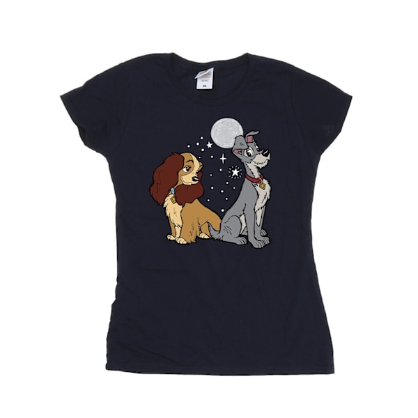 Disney Dam/Kvinnor Lady Och Lufsen Måne Bomull T-shirt S N Navy Blue S