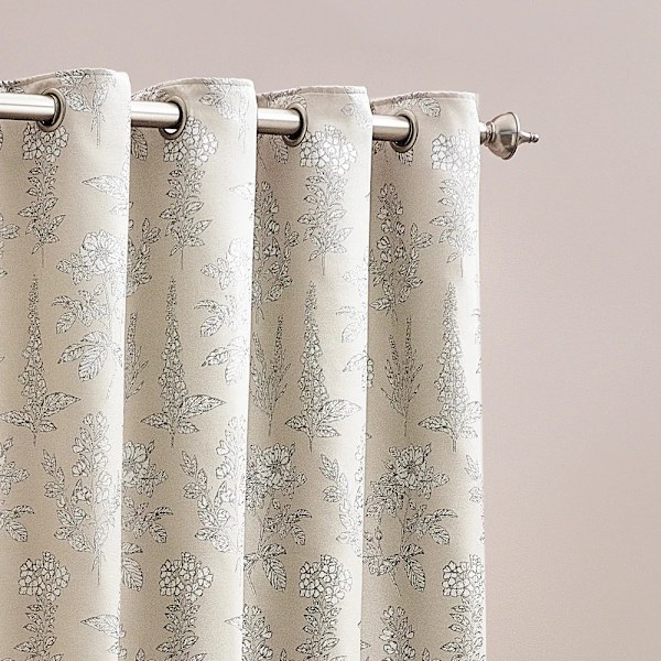 Wylder Nature Sophia Jacquard Blommiga Öglettgardiner 117cm x 183cm Naturlig Natural 117cm x 183cm