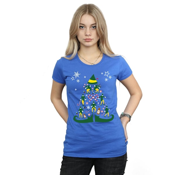 Elf Dam/Kvinnors Julgran Bomull T-shirt L Royal Blue Royal Blue L