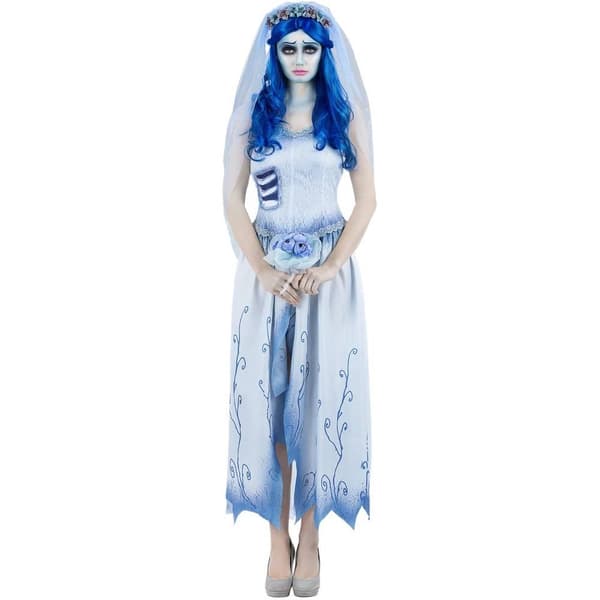 Corpse Bride Dam/Dam Emily Kostymset L Vit/Blå White/Blue L