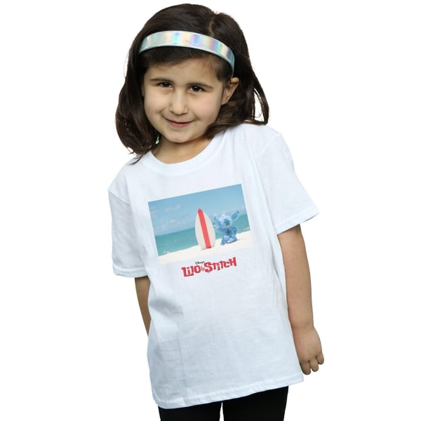 Disney Girls Lilo And Stitch Surf Beach bomull T-shirt 7-8 år White 7-8 Years