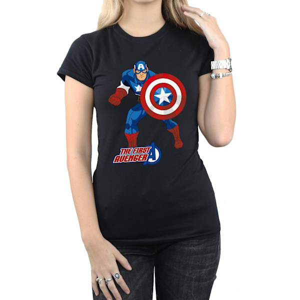 Marvel Dam/Kvinnor Captain America The First Avenger Bomull T-shirt Black XL