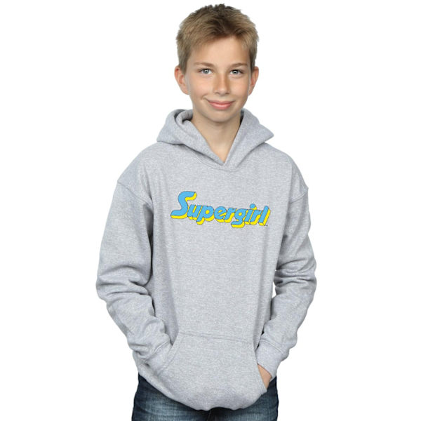 DC Comics Boys Supergirl Text Logo Hoodie 12-13 år Sports Grå Sports Grey 12-13 Years