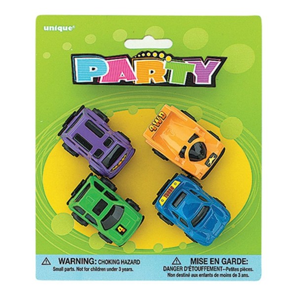 Unika Party Racing Cars Party Favors (paket med 4) One Size Mul Multicoloured One Size