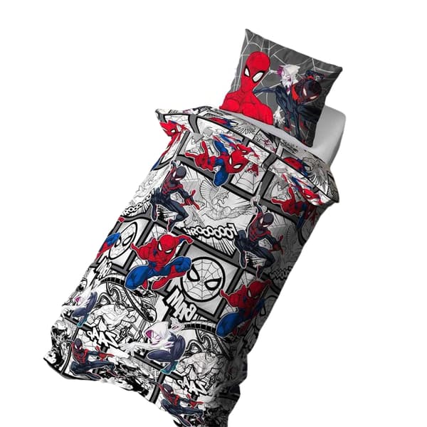 Spider-Man Seriestrip Vändbart Påslakanset Enkel Röd/Grå/Svart Red/Grey/Black Single
