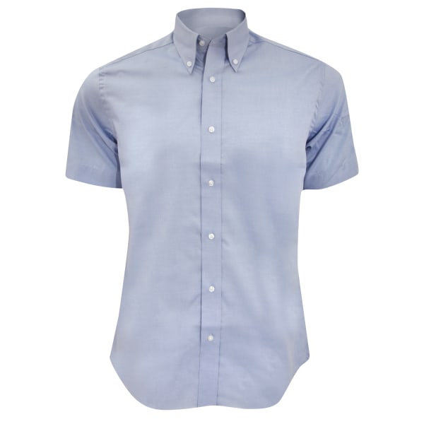 Kustom Kit Herr Kortärmad Skräddarsydd Premium Oxford Skjorta Light Blue 13.5inch