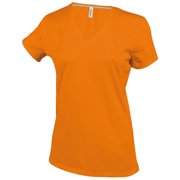 Kariban Dam/Kvinnor Feminint Passform Kortärmad V-ringad T-shirt Orange 2XL