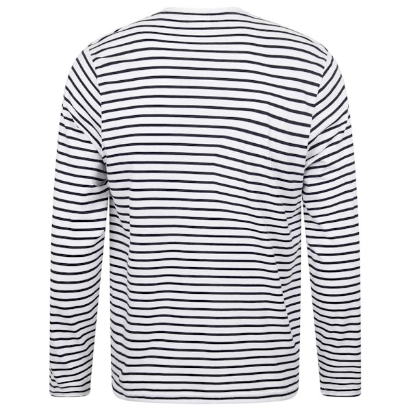 SF Unisex Vuxenrandig Långärmad T-shirt XXS Vit/Oxford Marinblå White/Oxford Navy XXS