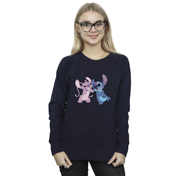 Disney Dam/Kvinnor Lilo & Stitch Kisses Sweatshirt L Marinblå Navy Blue L