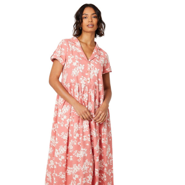 Dorothy Perkins Dam/Dam Floral Midi Skjorteklänning 8 UK Rosa Pink 8 UK