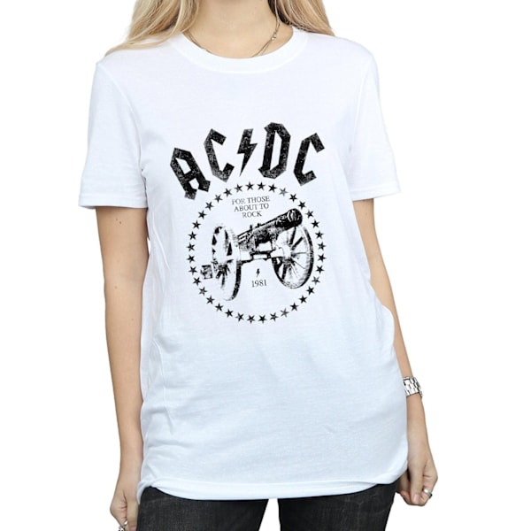 AC/DC Dam/Damer Vi Saluterar Dig Cannon Bomull Boyfriend T-Shi White XL