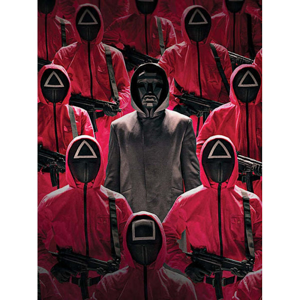 Squid Game Crowd Canvas Tavla 30cm x 40cm Röd/Svart Red/Black 30cm x 40cm