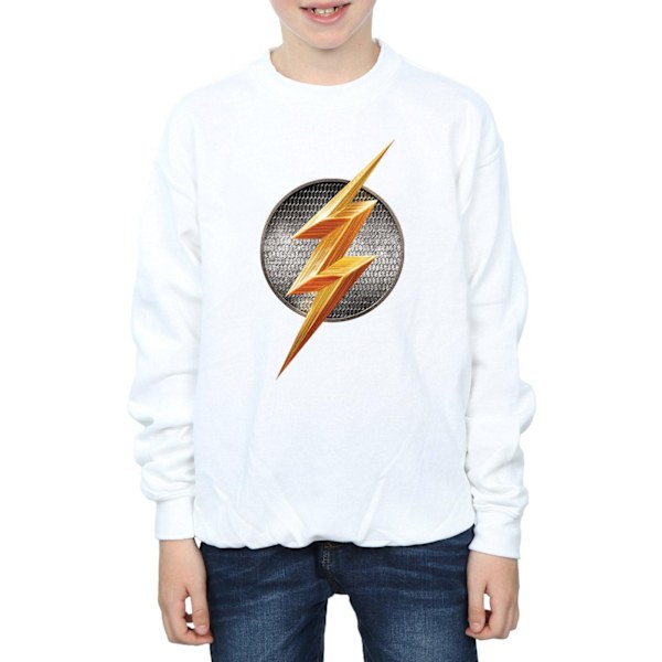 DC Comics Boys Justice League Movie Flash Emblem Sweatshirt 7-8 White 7-8 Years