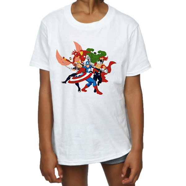 Marvel Girls Avengers Assemble Comic Team Bomull T-shirt 5-6 år White 5-6 Years