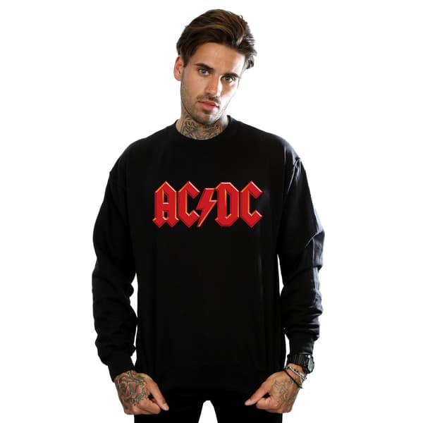 ACDC Herr Röd Logo Sweatshirt L Svart Black L