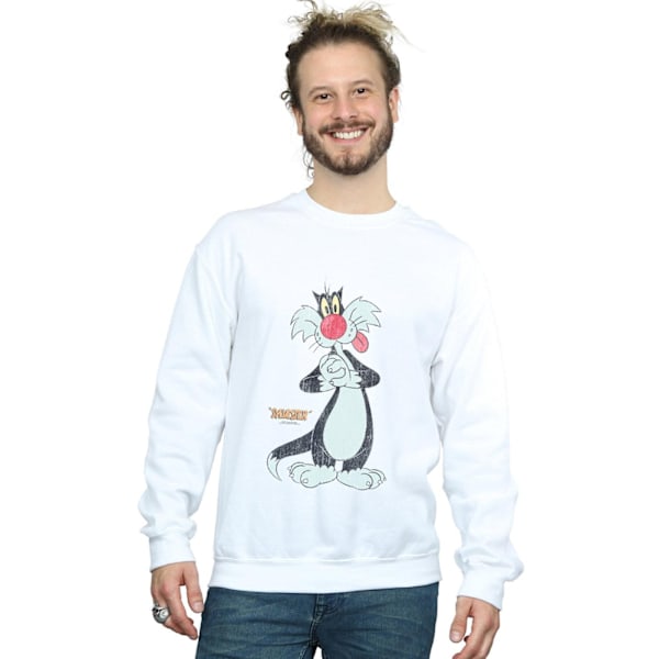 Looney Tunes Herr Sylvester Distressed Sweatshirt M Vit White M